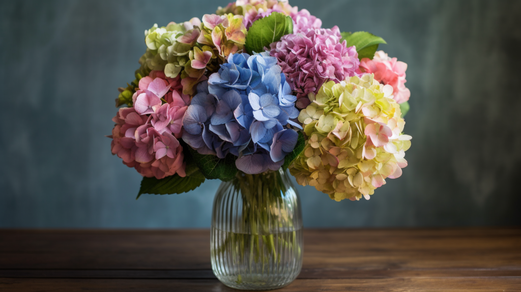 Bouquet di ortensie colorate